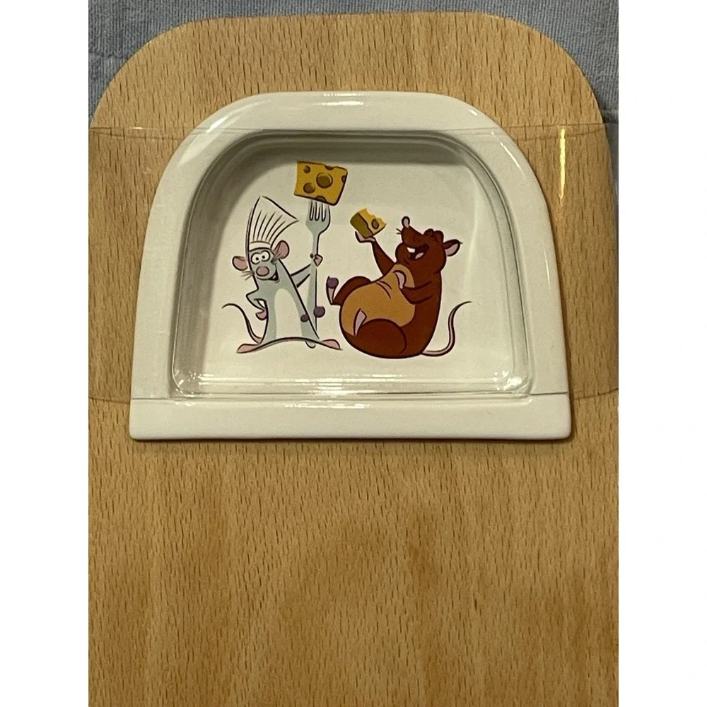 NEW Disney Parks Ratatouille Chef Remy & Emile Wooden Food Tray w/ Dipping Cup